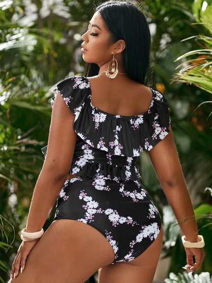 2024 Stylish Skirted Chic Patchwork Plus Size Swimsuits