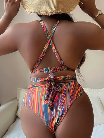 2024 Trendy High Wais Elegant Push Up Plus Size Swimsuits