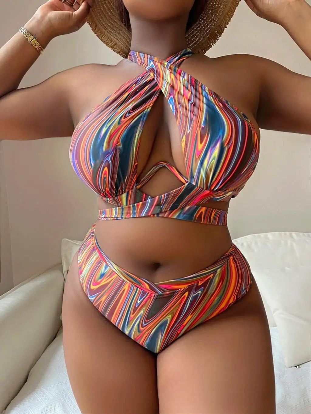 2024 Trendy High Wais Elegant Push Up Plus Size Swimsuits