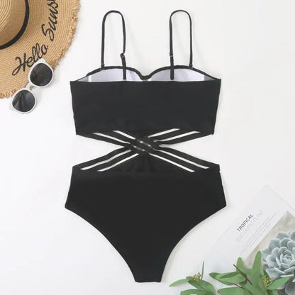 2024 Classic Solid Monokini One-Piece Basic Swimsuits