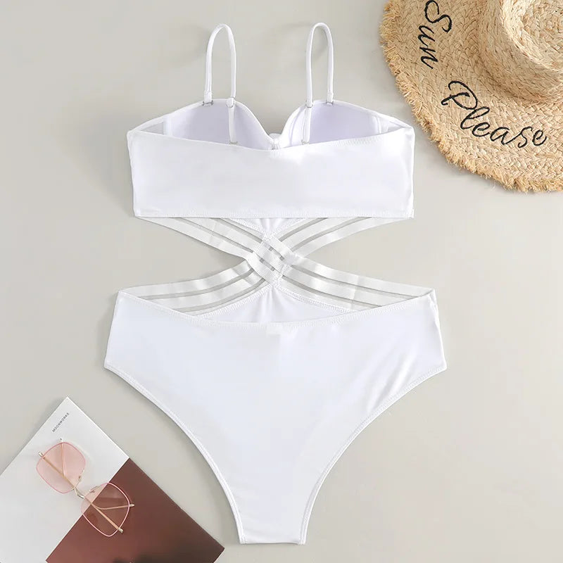 2024 Classic Solid Monokini One-Piece Basic Swimsuits