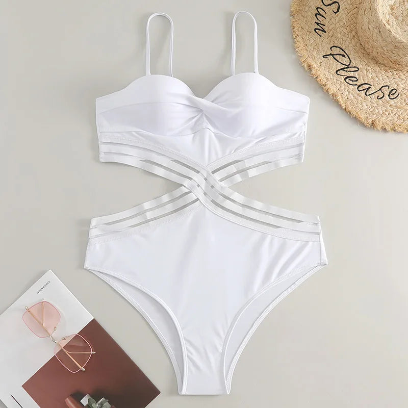 2024 Classic Solid Monokini One-Piece Basic Swimsuits