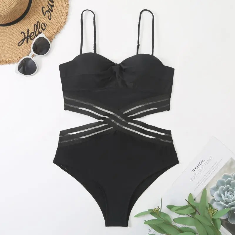 2024 Classic Solid Monokini One-Piece Basic Swimsuits