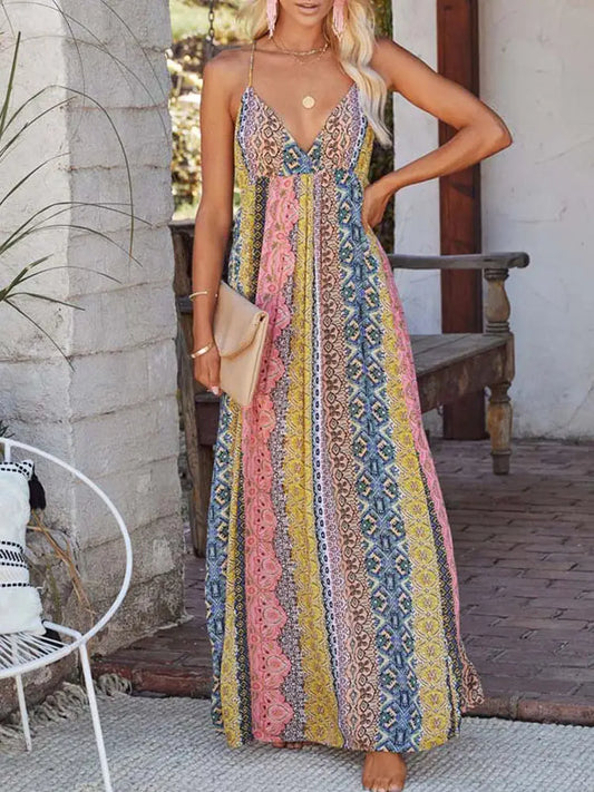 2024 Summer Beach Holiday V-Neck Long Party Boho Dress