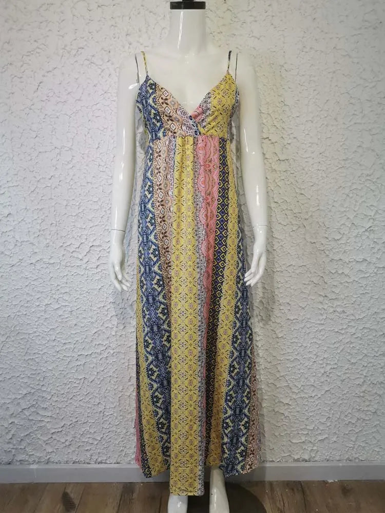 2024 Summer Beach Holiday V-Neck Long Party Boho Dress