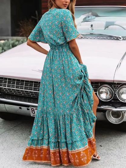 2024 Tassel Bohemian Long Party Floral Print Boho Dress