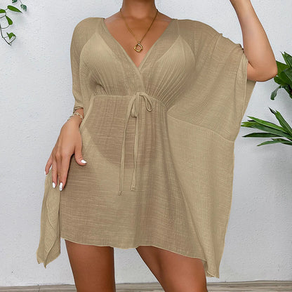 Sheer Swimsuit Skirt V Shape Mesh Cover Up Dresses Bikini Sets