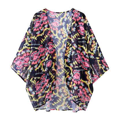 Beach Blouse Fashion Floral Loose Cardigan Kimono Cover Up Bikini Sets