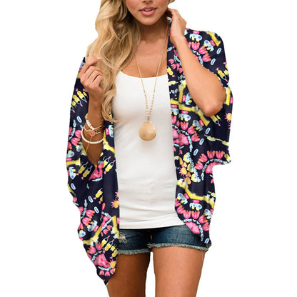 Beach Blouse Fashion Floral Loose Cardigan Kimono Cover Up Bikini Sets