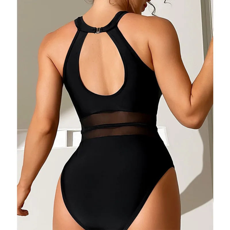 2024 Black Net Push-Up Body-contouring Poolside Basic Swimsuits