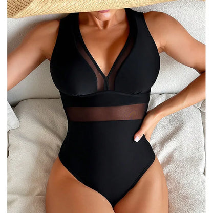 2024 Black Net Push-Up Body-contouring Poolside Basic Swimsuits