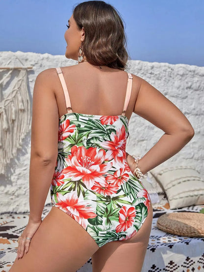 2024 Elegant Cross Strap Sexy Lace Up Plus Size Swimsuits