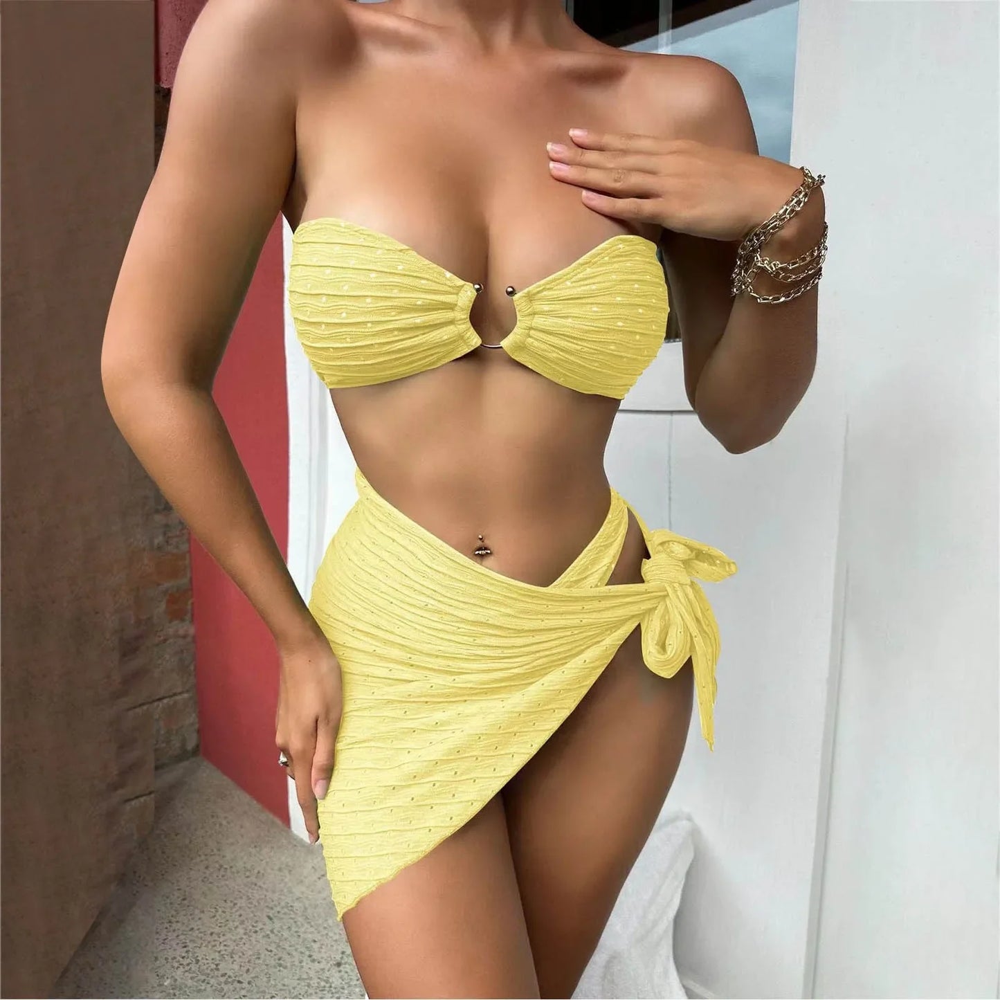 2024 Sexy Beach Skirt Lace Up Bikini Basic Swimsuits