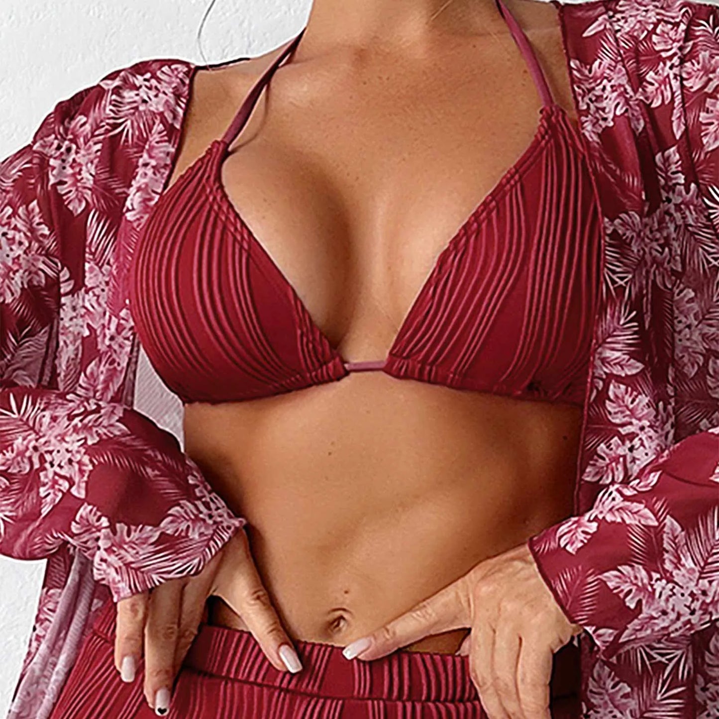 Sexy Print High Waist Cover Up Swimwear Bikini Sets