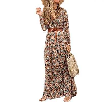 2024 Winter Elegant Long Sleeve Split Casual Boho Dress