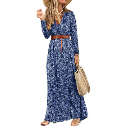 2024 Winter Elegant Long Sleeve Split Casual Boho Dress