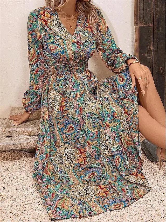 2024 Elegant Vintage Beach Vestidos Swing Boho Dress