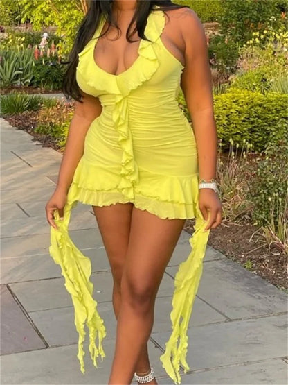 Sexy Halter Tie-up Backless Sleeveless Mini Dress