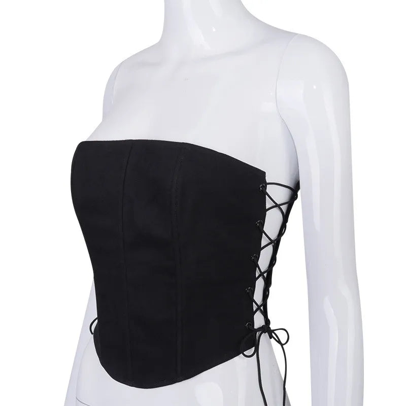 2024 Sexy Party Chest Wrap Corset Bandage Strapless Off Shoulder Lace-up Vest Crop Tops