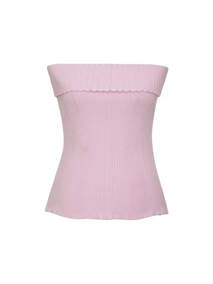 2024 Knitted Ribbed Solid Summer Casual Sleeveless Backless Off Shoulder Vests Club Streetwear Crop Tops