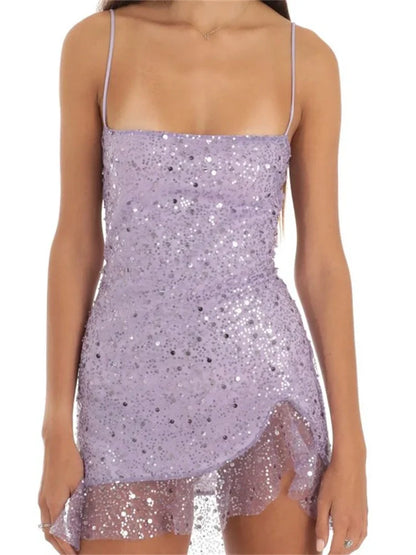 2024 Sleeveless Strap Sequined Mini Dress