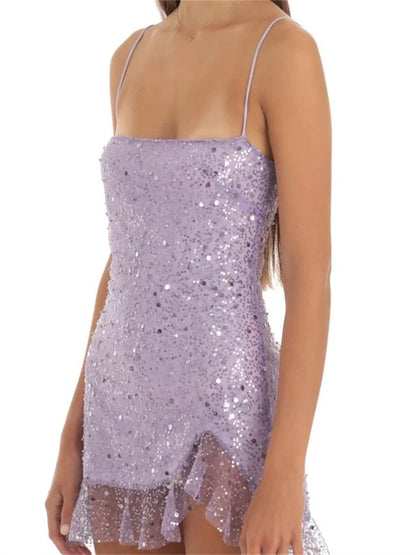 2024 Sleeveless Strap Sequined Mini Dress