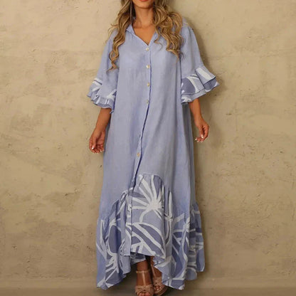 2024 Elegant Lantern Sleeve Fashion Sundress Maxi Boho Dress