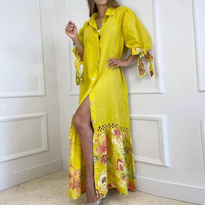 2024 Elegant Lantern Sleeve Fashion Sundress Maxi Boho Dress