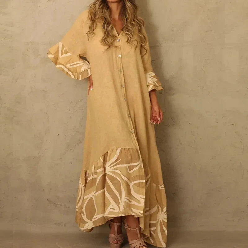 2024 Elegant Lantern Sleeve Fashion Sundress Maxi Boho Dress