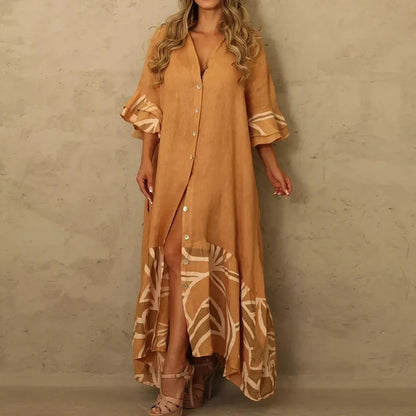 2024 Elegant Lantern Sleeve Fashion Sundress Maxi Boho Dress