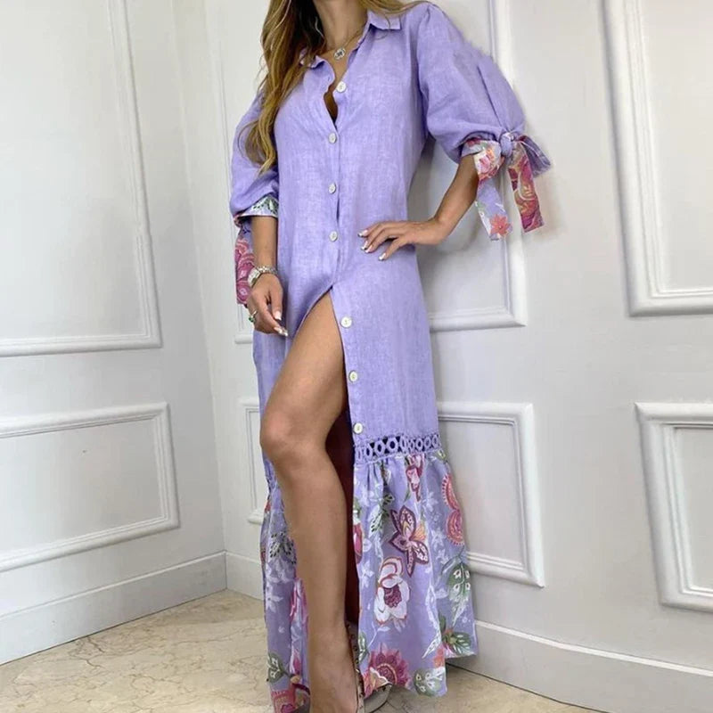 2024 Elegant Lantern Sleeve Fashion Sundress Maxi Boho Dress