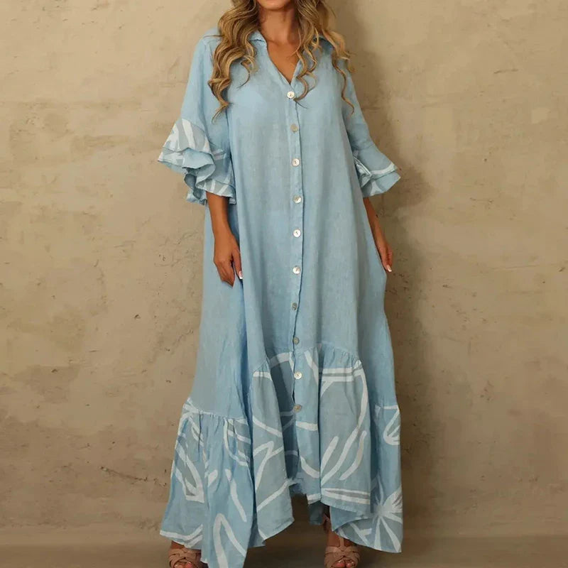 2024 Elegant Lantern Sleeve Fashion Sundress Maxi Boho Dress