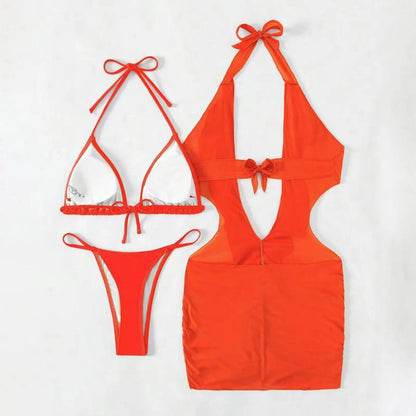 European and American Long Dress Swimwear Swimsuit Top Bikini Sets