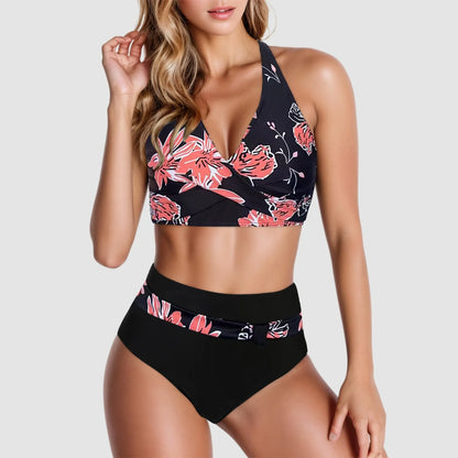 Fashion Printed High Waist New Split Pool Sexy Bikini Sets