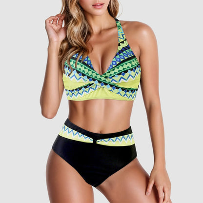 Fashion Printed High Waist New Split Pool Sexy Bikini Sets