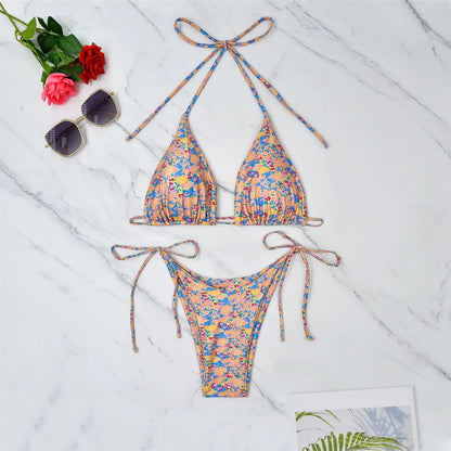 Floral Swimsuit Strap Beach Wear Women Two Piece Bikini Sets