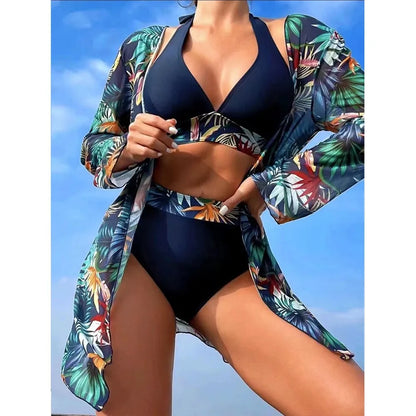 2024 Halter Print Bikini High Waist Basic Swimsuits