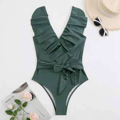 Hot Summer Ruffles Backless Monokini Bandage Bikini Sets