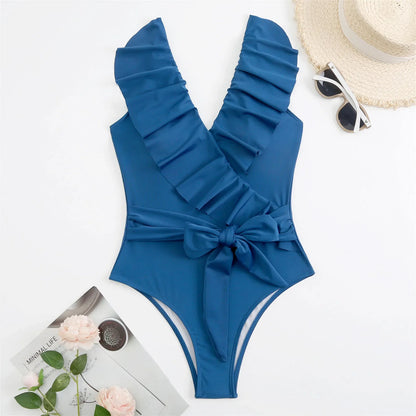 Hot Summer Ruffles Backless Monokini Bandage Bikini Sets