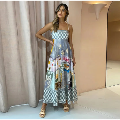 2024 Floral Sleeveless Tube Top Maxi Boho Dress