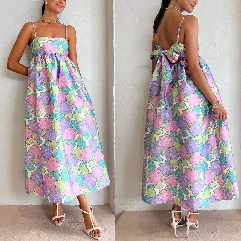 2024 Floral Sleeveless Tube Top Maxi Boho Dress