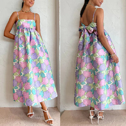 2024 Floral Sleeveless Tube Top Maxi Boho Dress