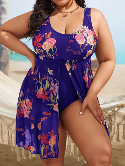 2024 Ruffled Hem One Piece Basic Plus Size Swimsuits