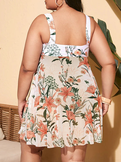 2024 Ruffled Hem One Piece Basic Plus Size Swimsuits