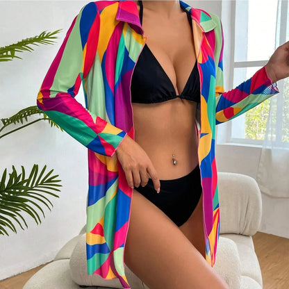 New Beach Cover Up Sexy Loose Fit Plus Size Cropped Swimwear Bikini Sets