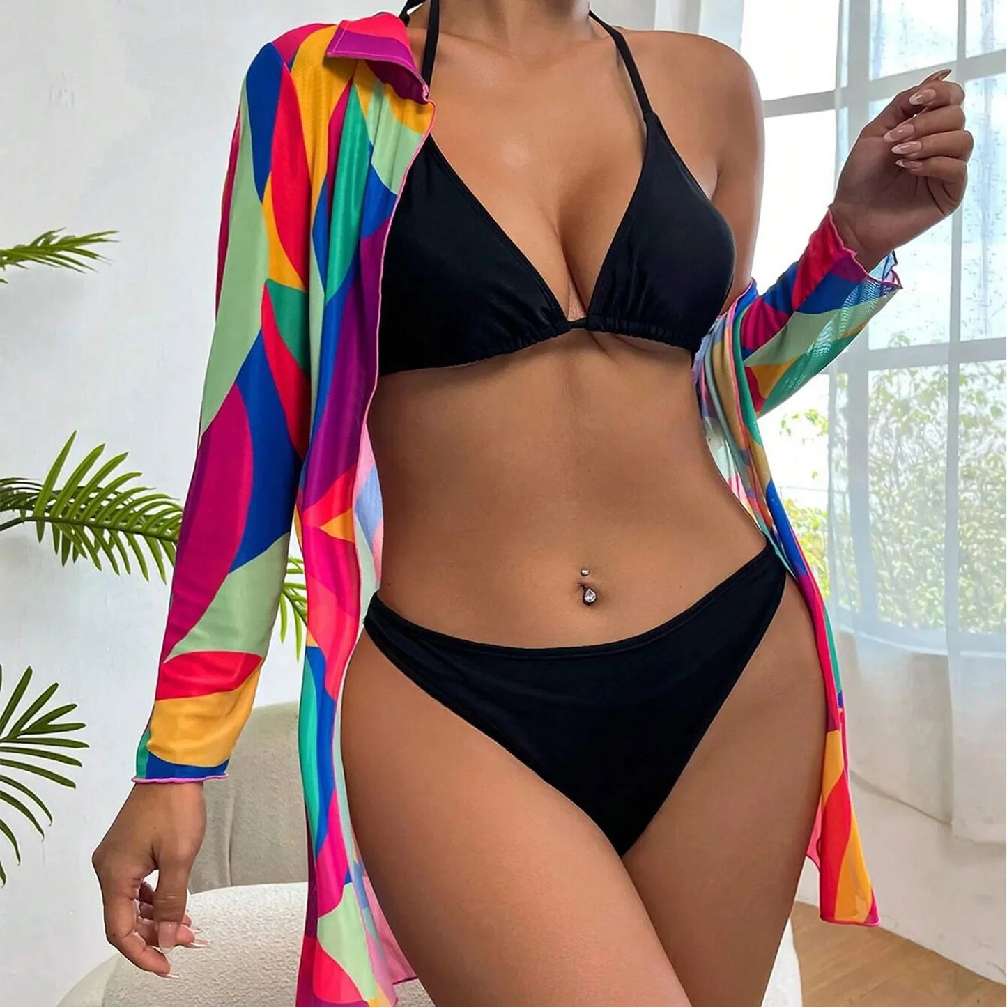 New Beach Cover Up Sexy Loose Fit Plus Size Cropped Swimwear Bikini Sets