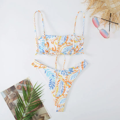 New Floral Printed Sexy Swimsuit For Women Split Swimsuit Bikini Sets