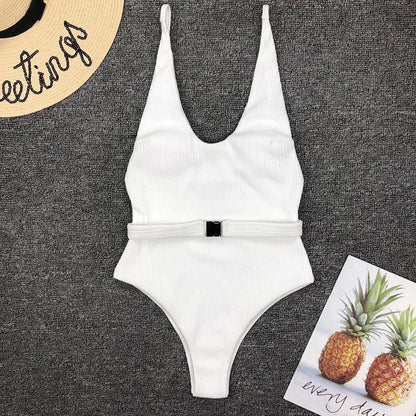 2024 V Neck Sexy Bodysuit Swimwear Basic Swimsuits