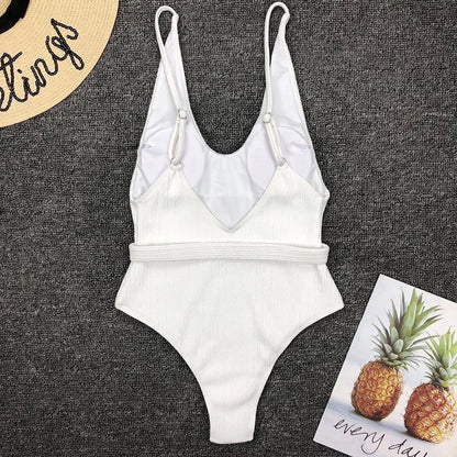 2024 V Neck Sexy Bodysuit Swimwear Basic Swimsuits