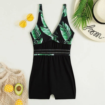 2024 Vibrant Leafy Sporty Floral Basic Swimsuits